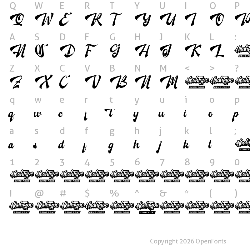 Character Map of Super Happy Demo Regular