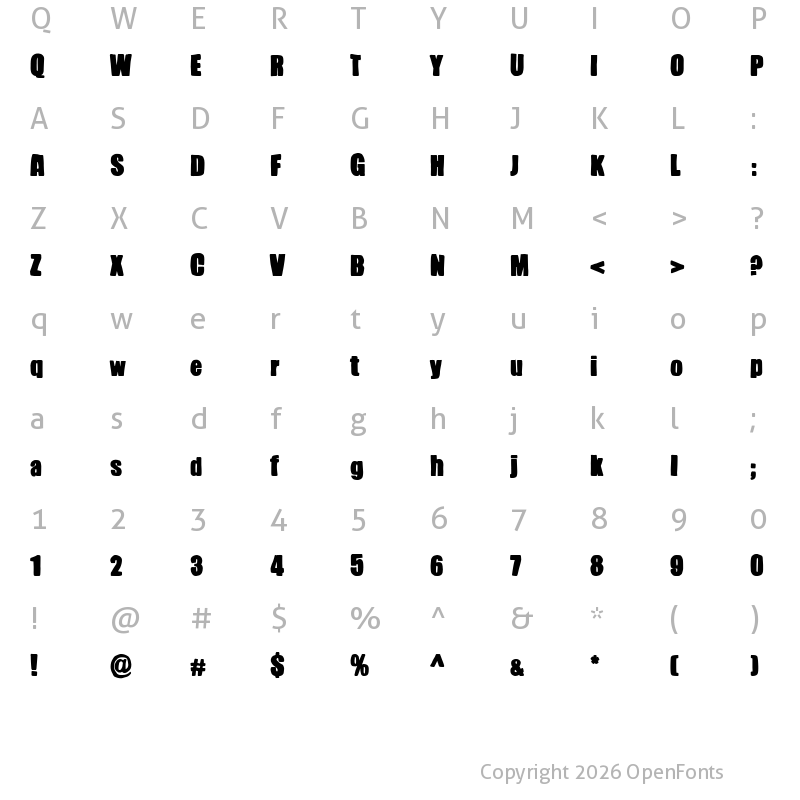 Character Map of Super Impacto Regular