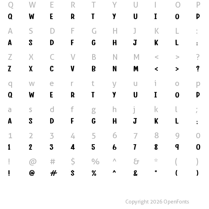Character Map of Super Indie Regular