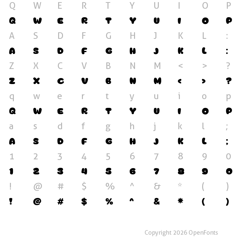 Character Map of Super Milk Regular