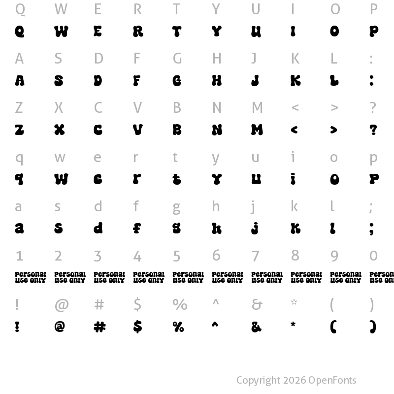 Character Map of Super Nought Regular