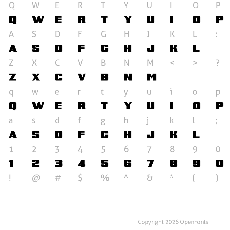 Character Map of Super Retro M54 Regular