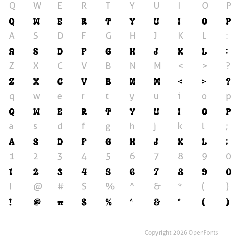 Character Map of Super Retro Regular