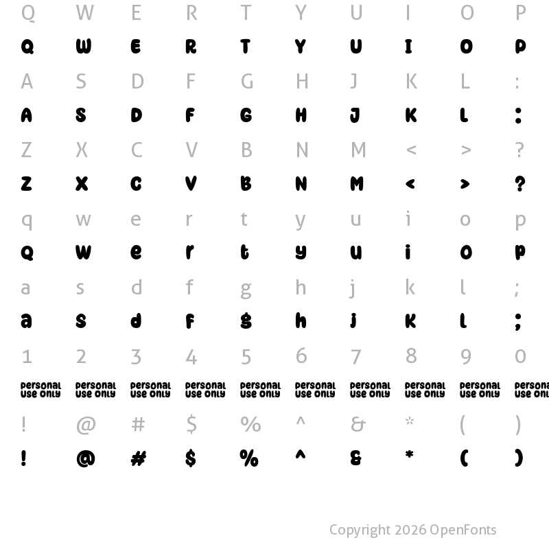 Character Map of Super Snack Regular