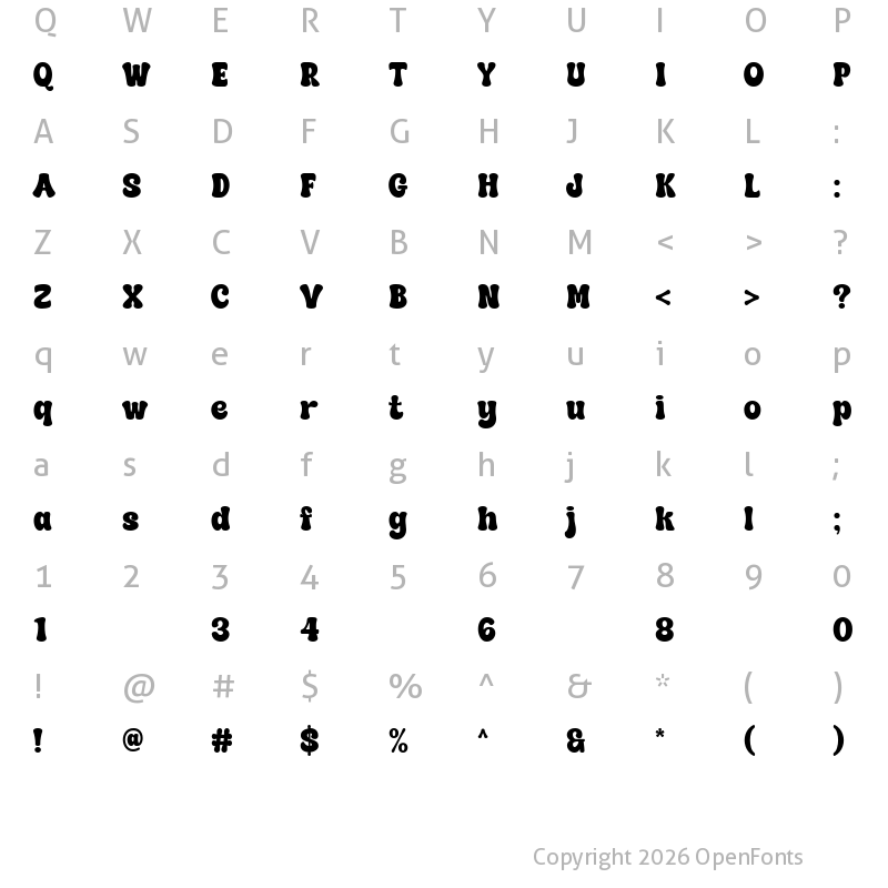 Character Map of Super Sunday Regular
