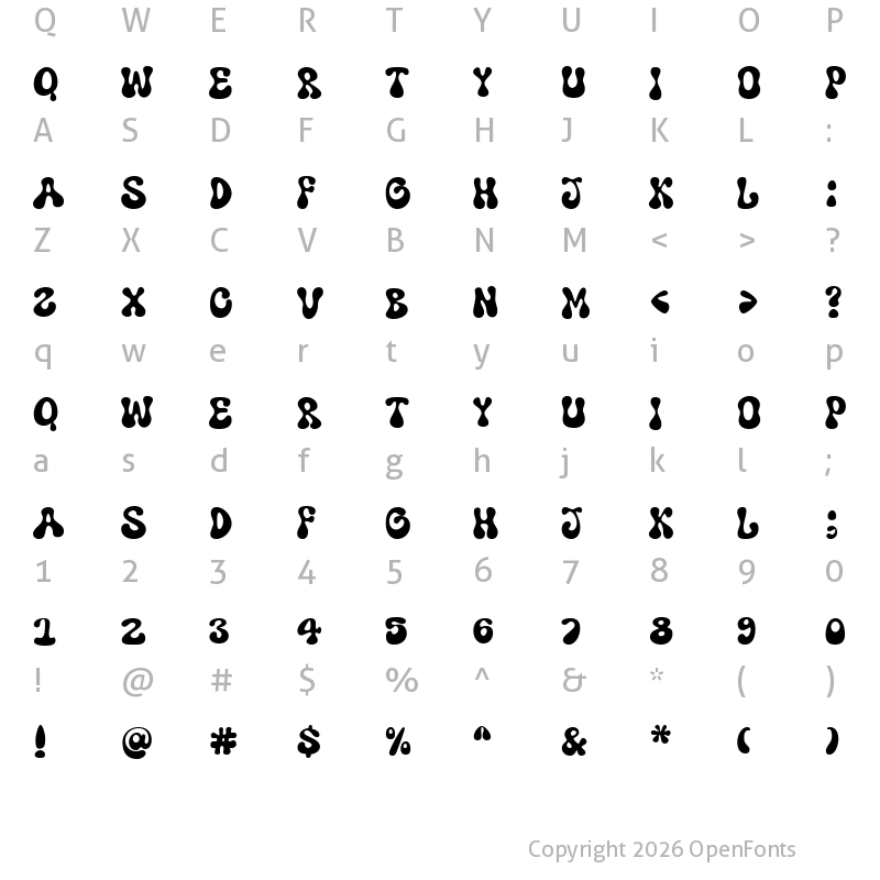 Character Map of Super Woobly Regular