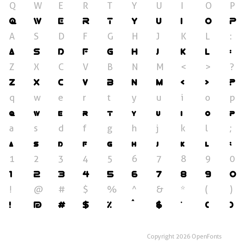 Character Map of SUPERBOLT Regular