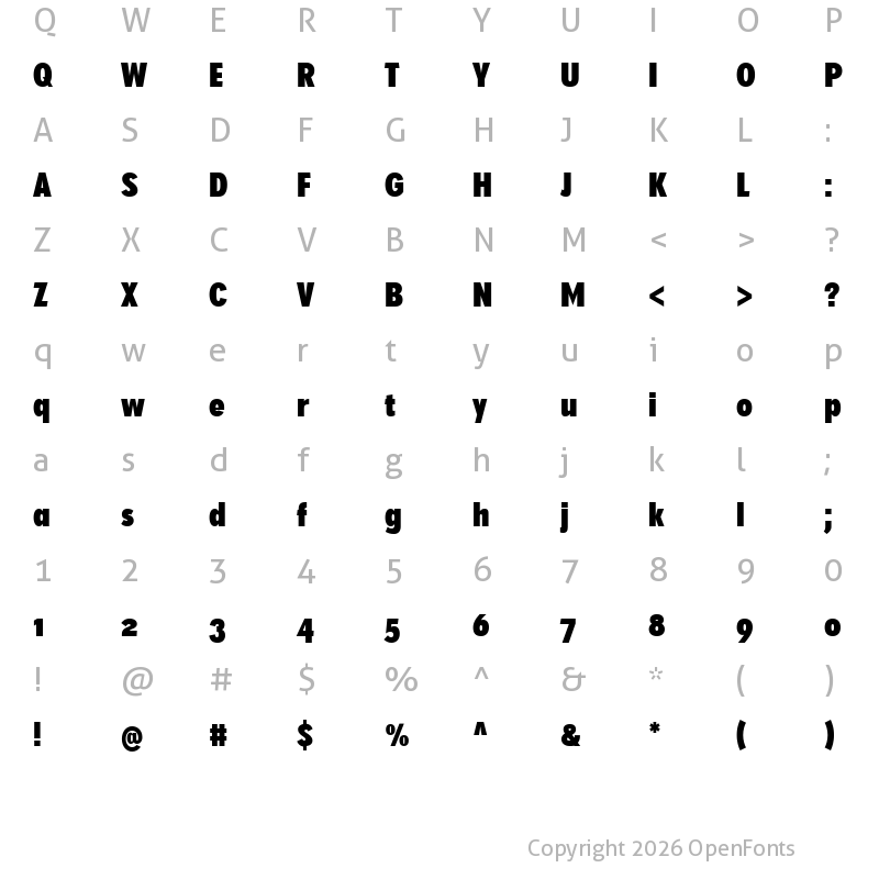Character Map of SuperGroteskWeb W03 Bold Condensed