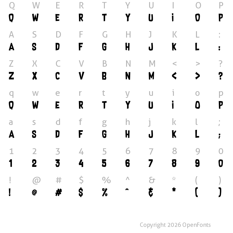 Character Map of Supersonic Rocketship Regular
