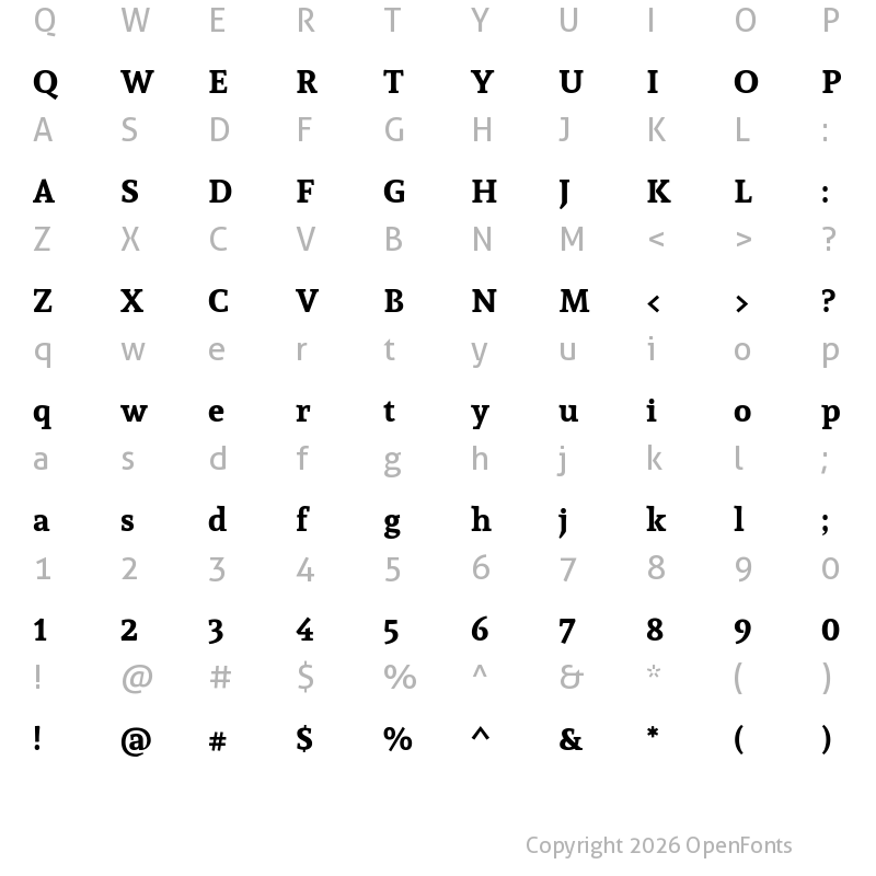 Character Map of Sura Bold