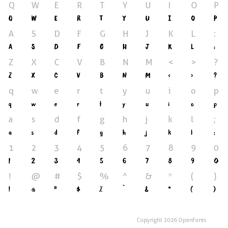 Character Map of Sure Shot Bold