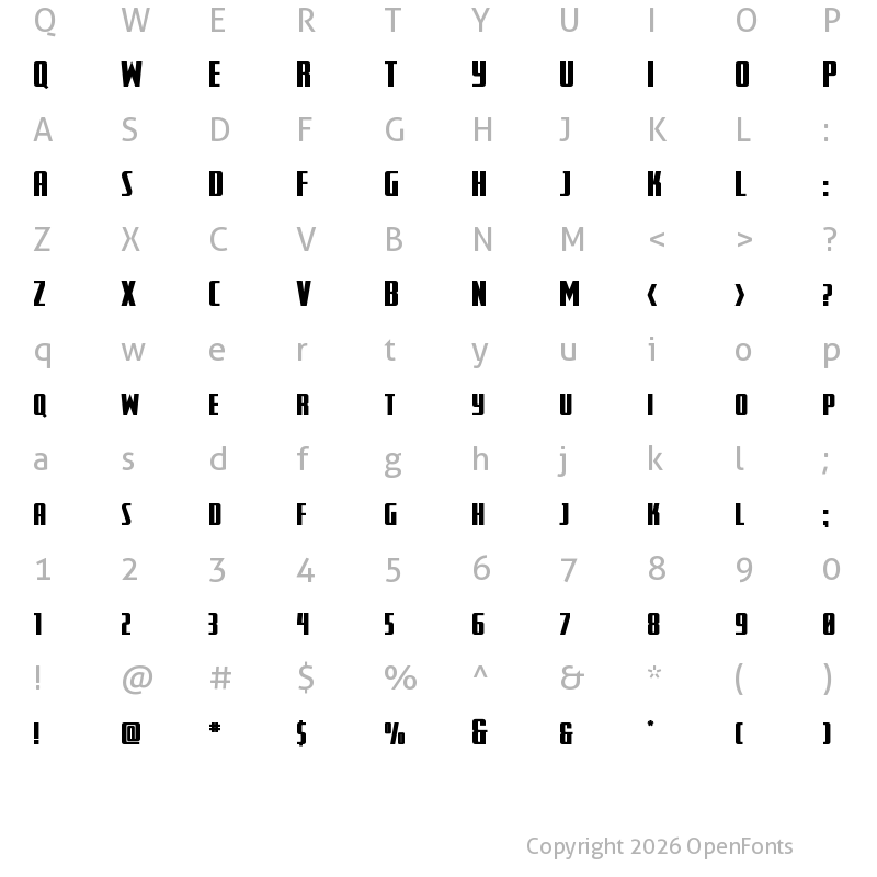 Character Map of SurfQuest Expanded Regular