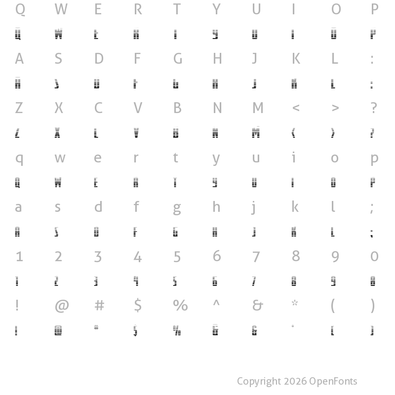 Character Map of SurfQuest Gradient Regular