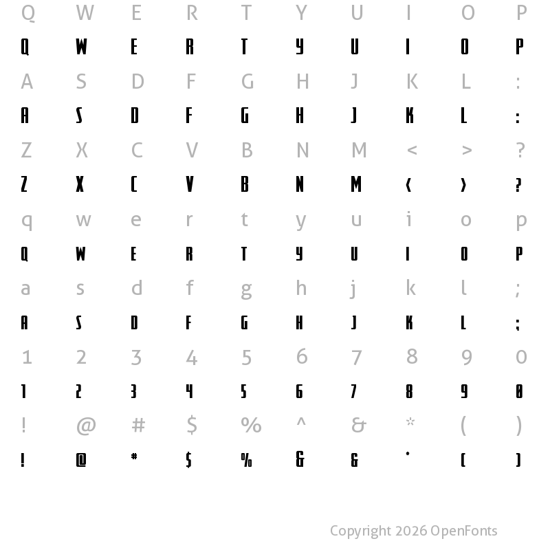 Character Map of SurfQuest Regular