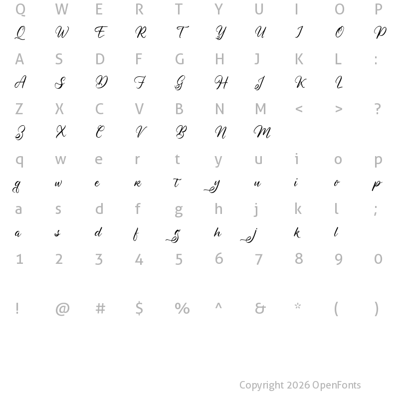 Character Map of Swansong FREE Regular