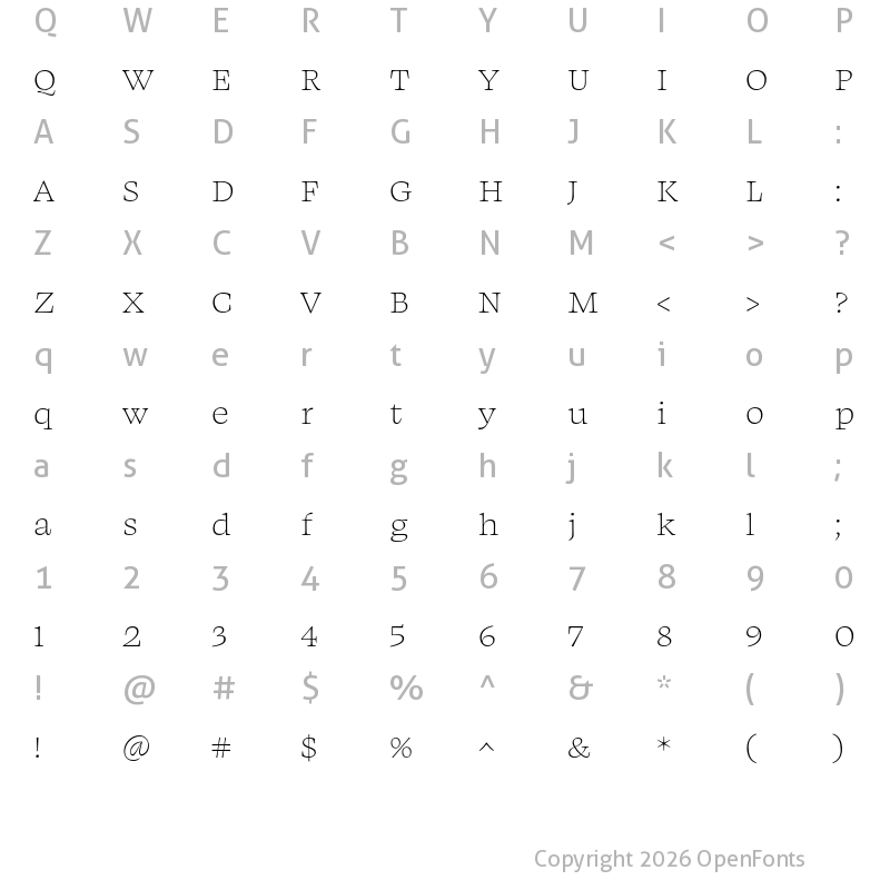 Character Map of Swear Text Light