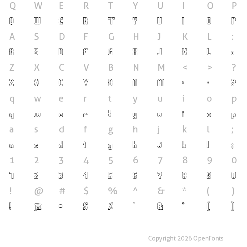 Character Map of Sweden Funkis Outlined Regular