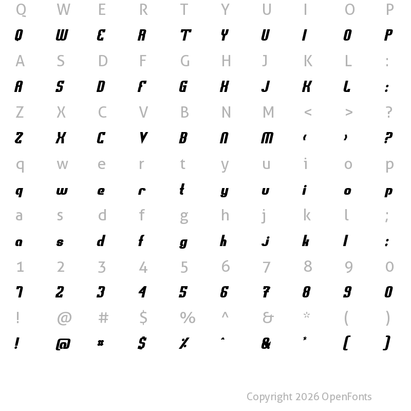 Character Map of Sweden Funkis RegularOblique Regular