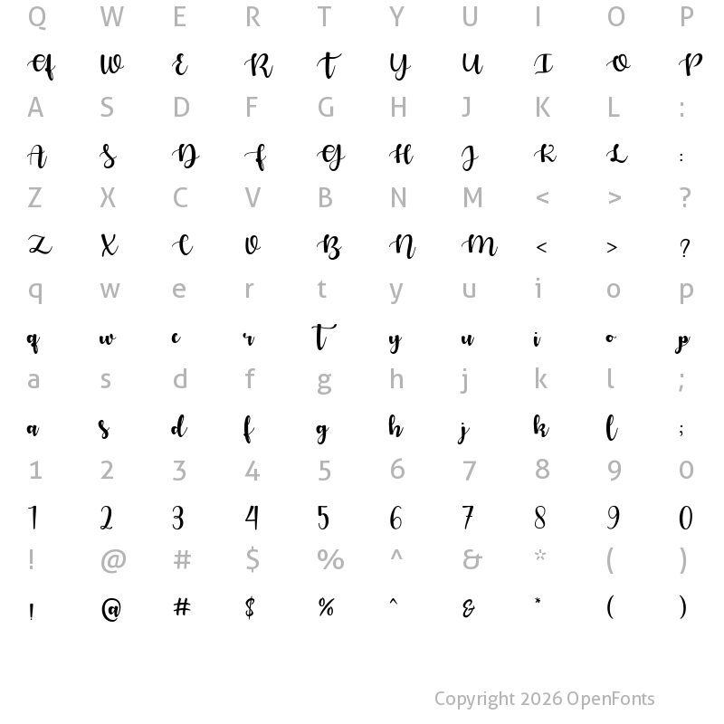 Character Map of Sweet Floral Regular