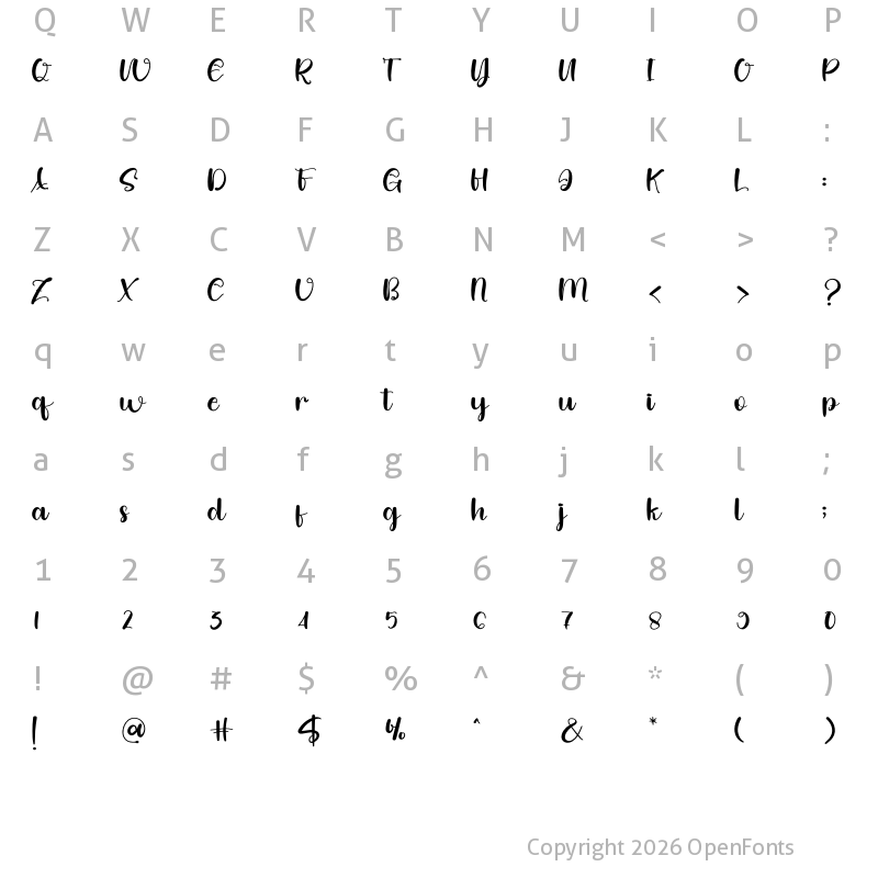 Character Map of Sweet  Handmade Regular