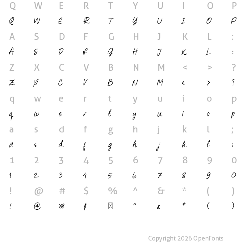 Character Map of Sweet Note Regular