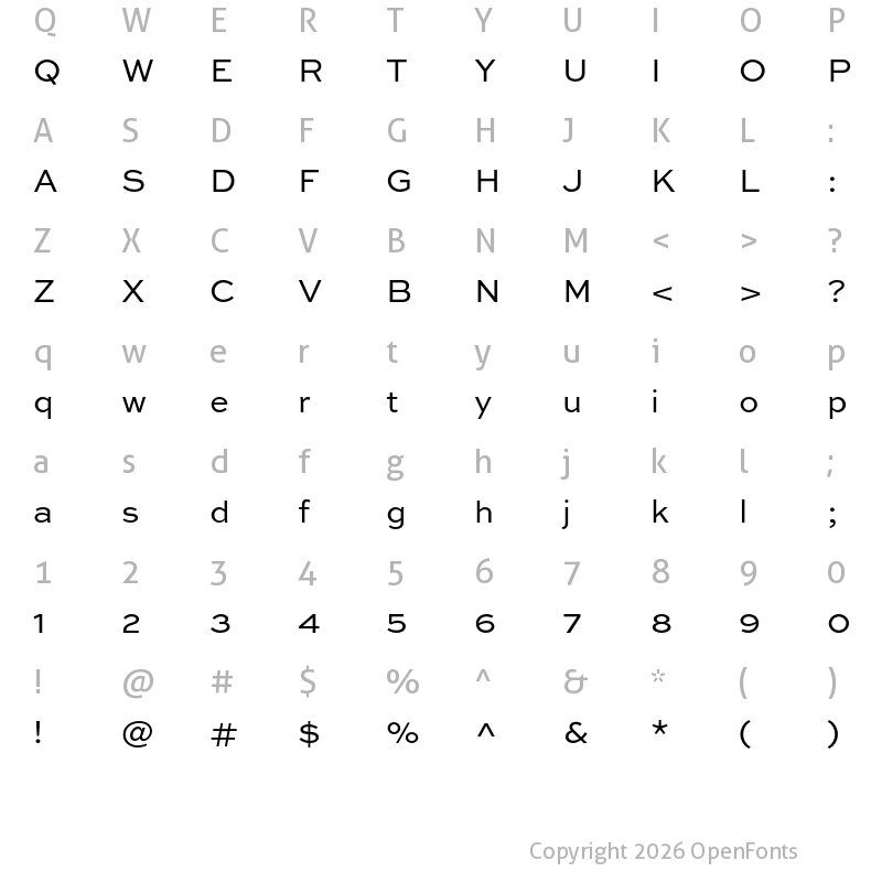 Character Map of Sweet Sans Pro Regular