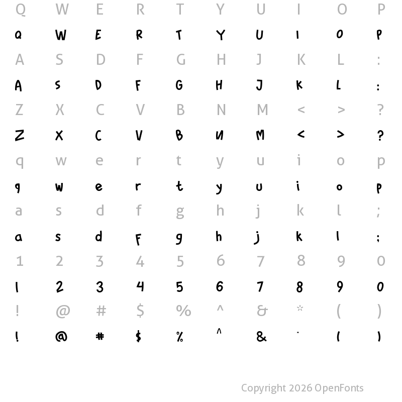 Character Map of Sweet Saturday Regular
