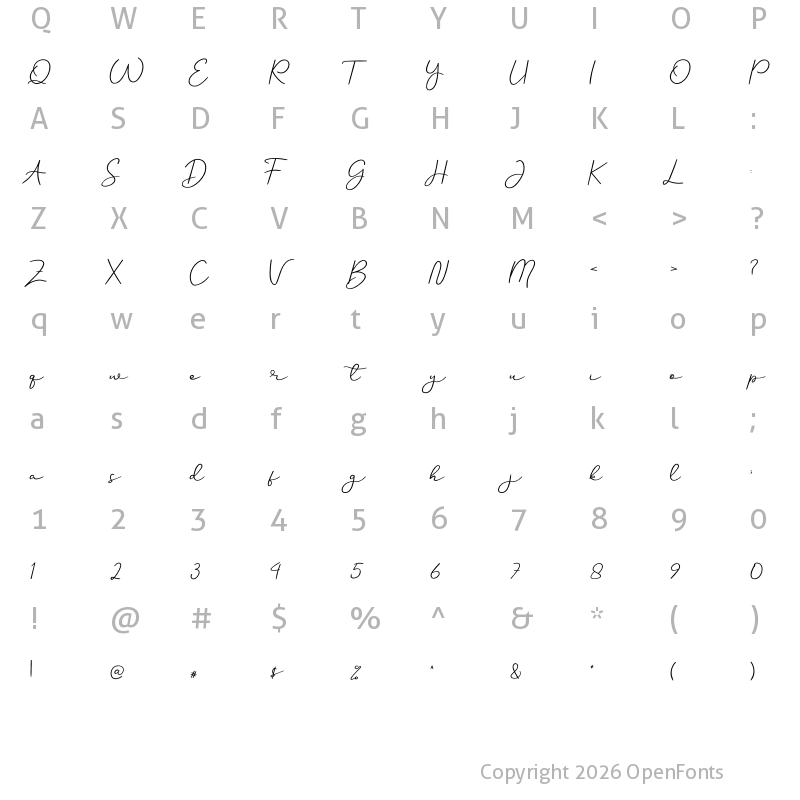 Character Map of Sweet  Sofia Regular