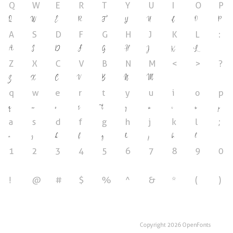 Character Map of sweetbloomDemo Regular