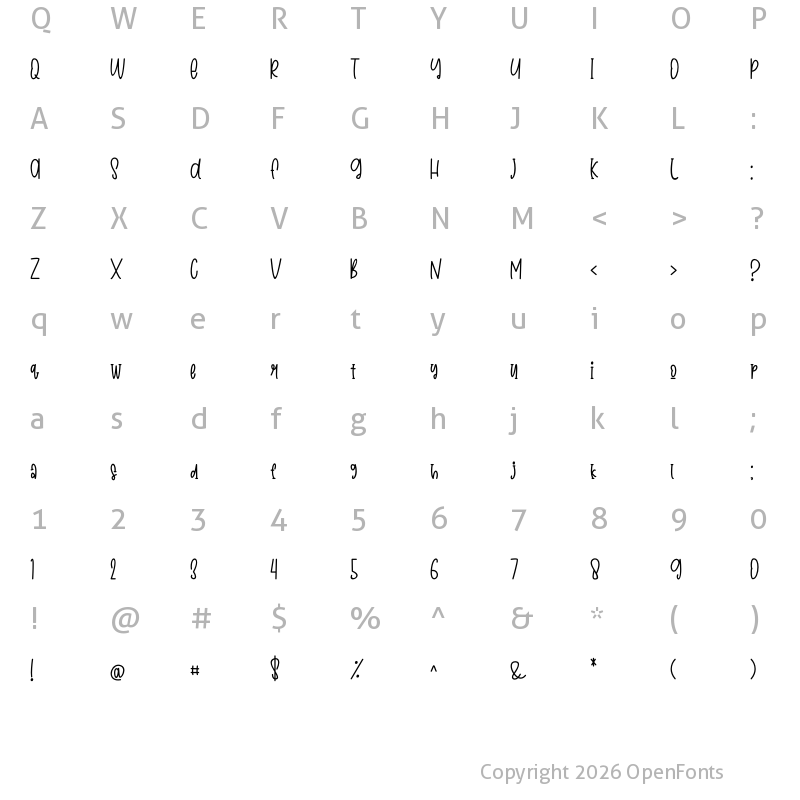 Character Map of Sweetest Regular