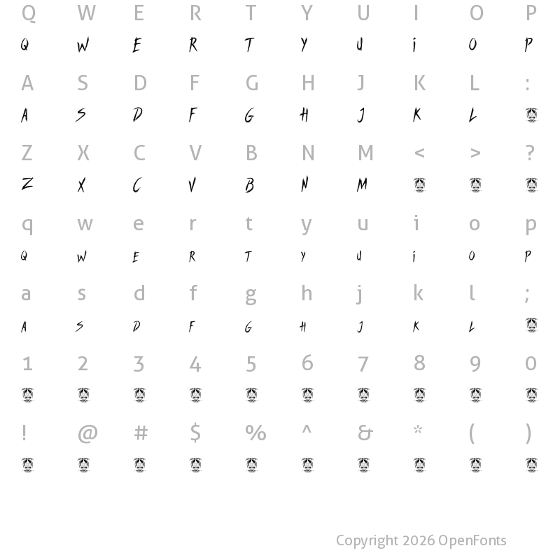 Character Map of SWEETREVENGE Regular
