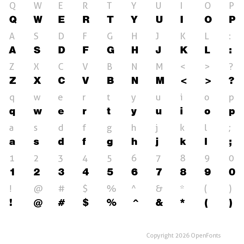Character Map of Swis721 Blk2 BT Regular