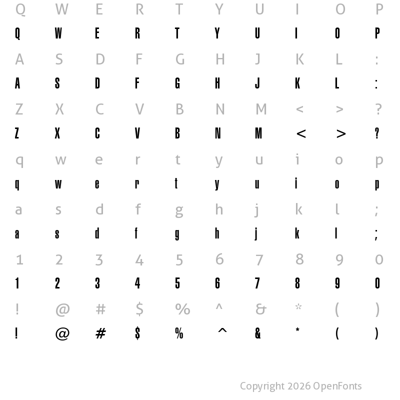 Character Map of Swiss911 UCm BT Regular