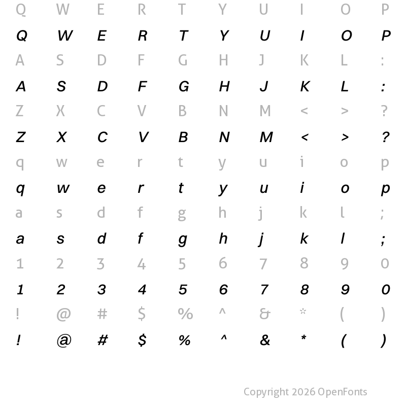 Character Map of Switzer Medium Italic