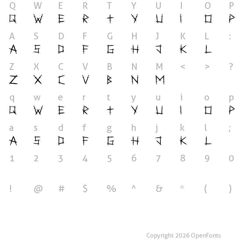 Character Map of Swordlings Regular