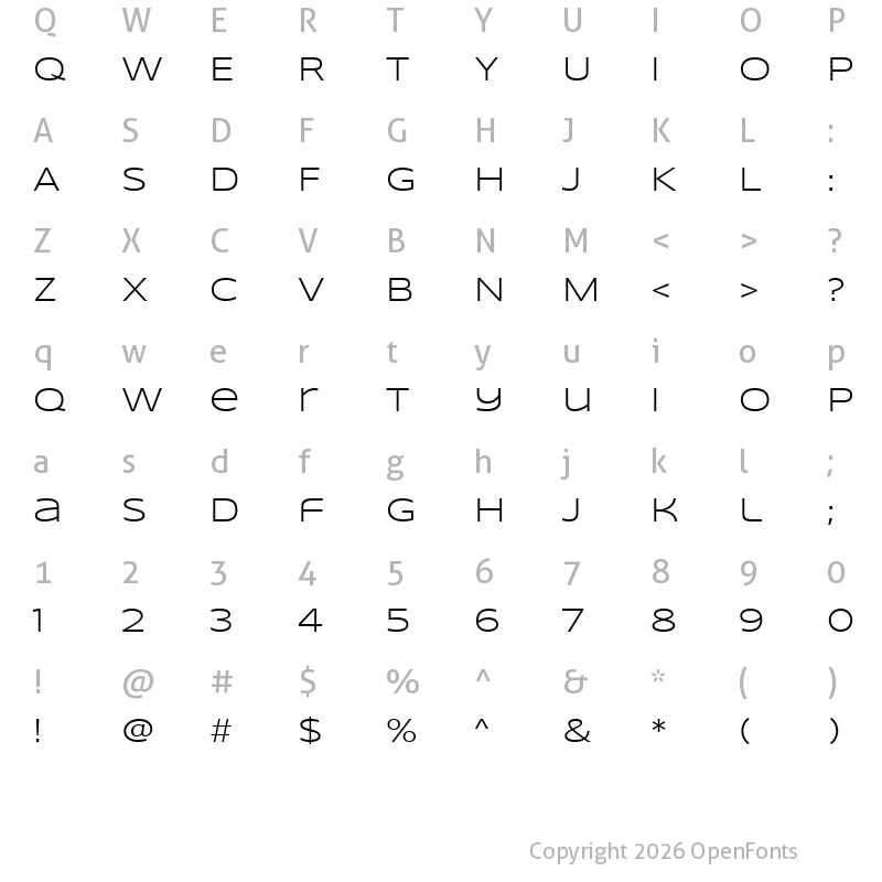 Character Map of Syncopate Regular