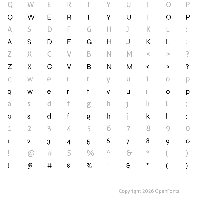 Character Map of Syne Regular