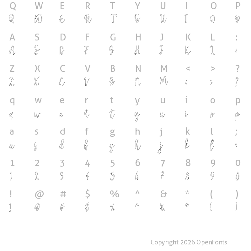 Character Map of Syukury Regular
