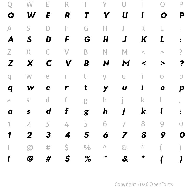 Character Map of Sztylet Bold