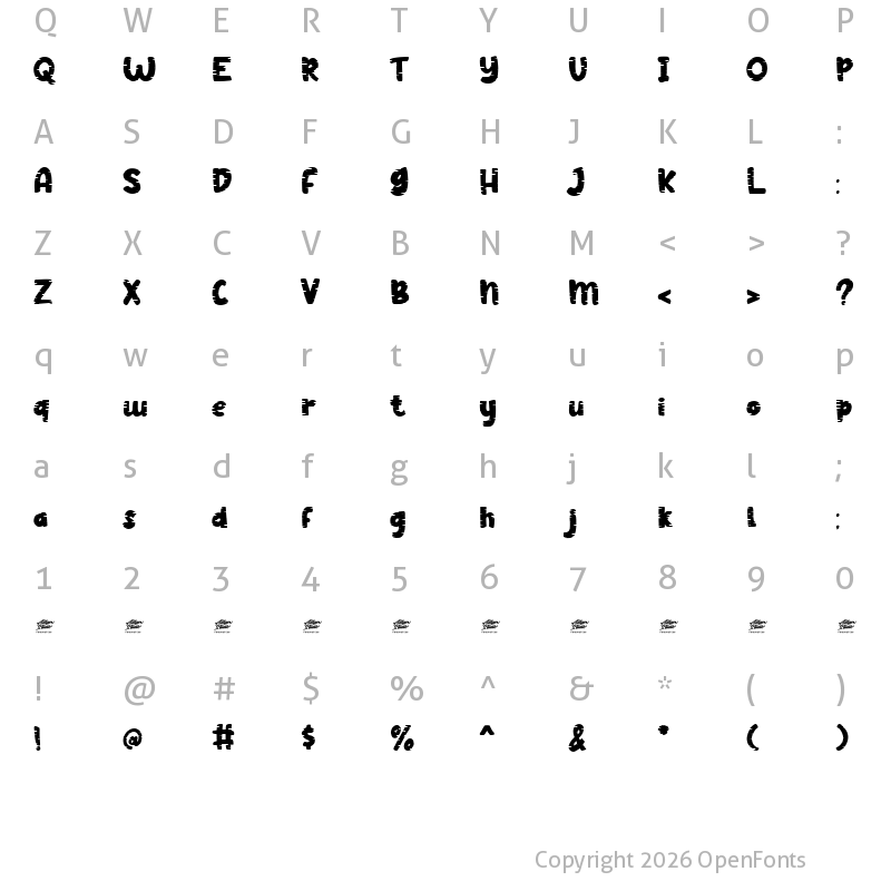 Character Map of Tabby - Personal Use Display