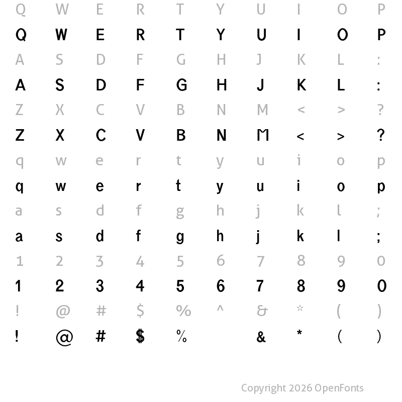 Character Map of Tabner Bold