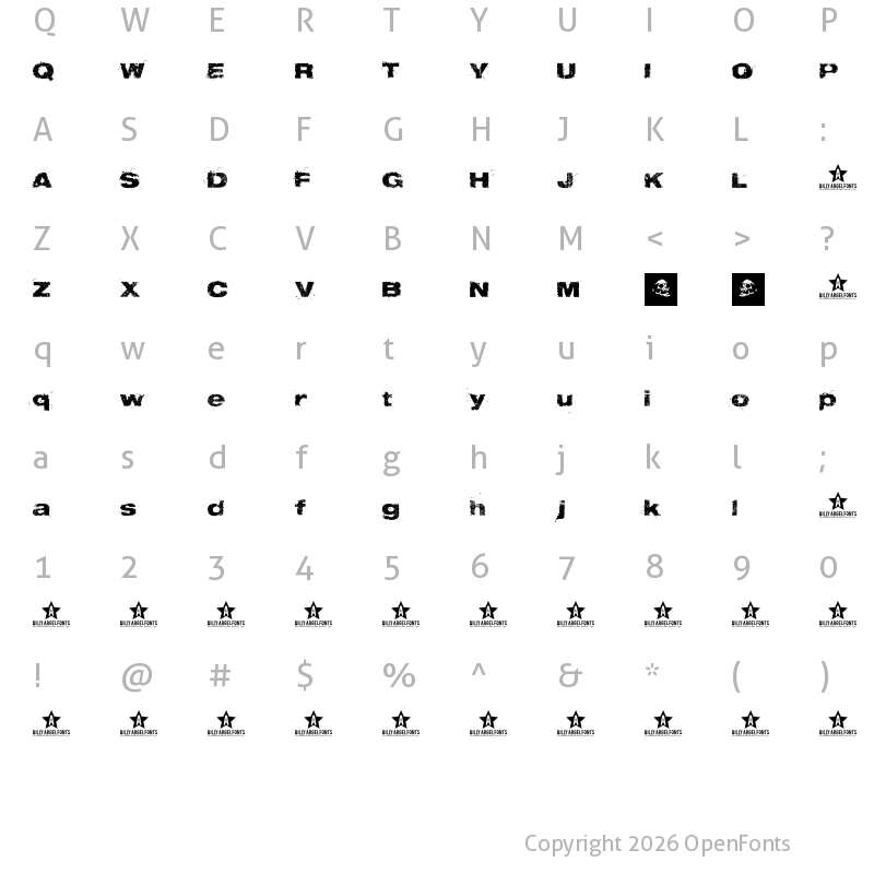 Character Map of TABU Regular