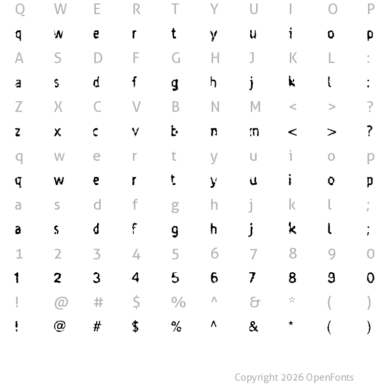 Character Map of Taigatrust Regular