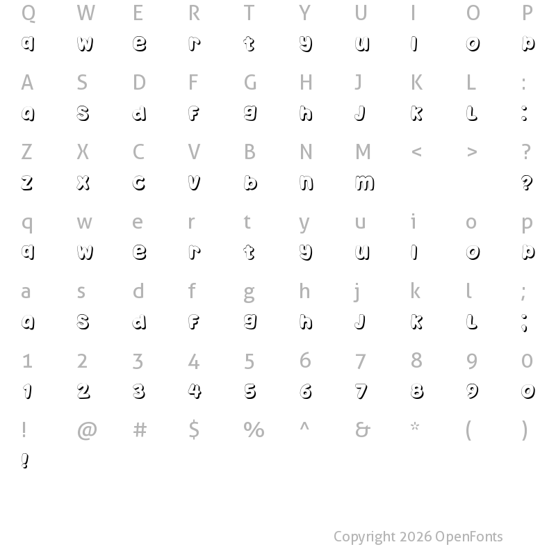 Character Map of Takeover Shadow Regular