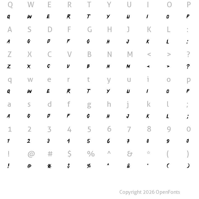 Character Map of TALIWANGKE Regular