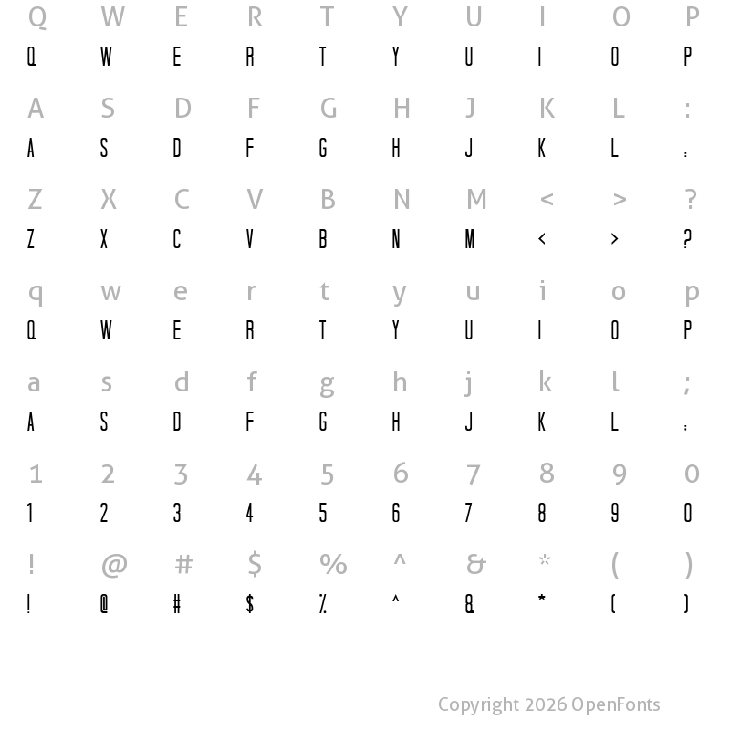 Character Map of Tall Dark And Handsome Condensed
