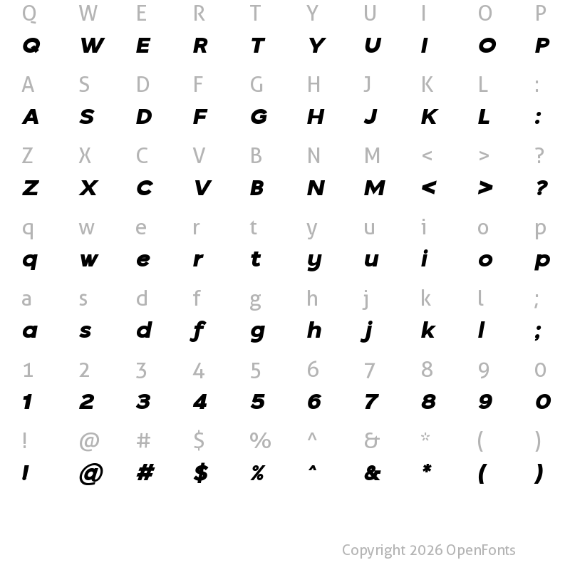 Character Map of TangoSans _BoldItalic