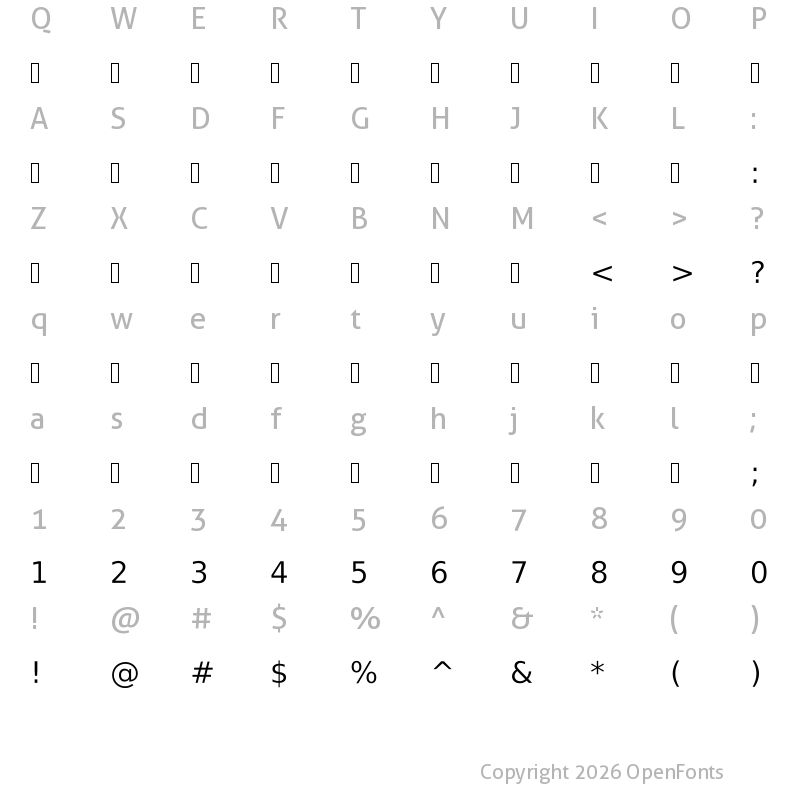 Character Map of Tanha Regular