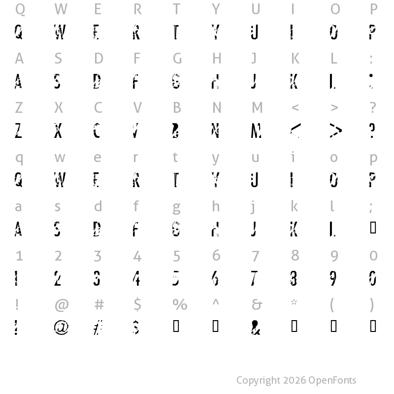 Character Map of Tanline Regular