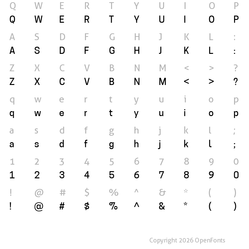 Character Map of Tanohe Sans Medium